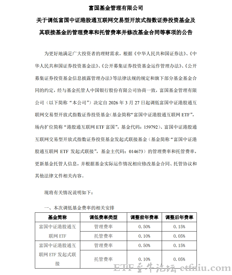 港股通互联网ETF159792,A股规模最大跨境ETF降费率
